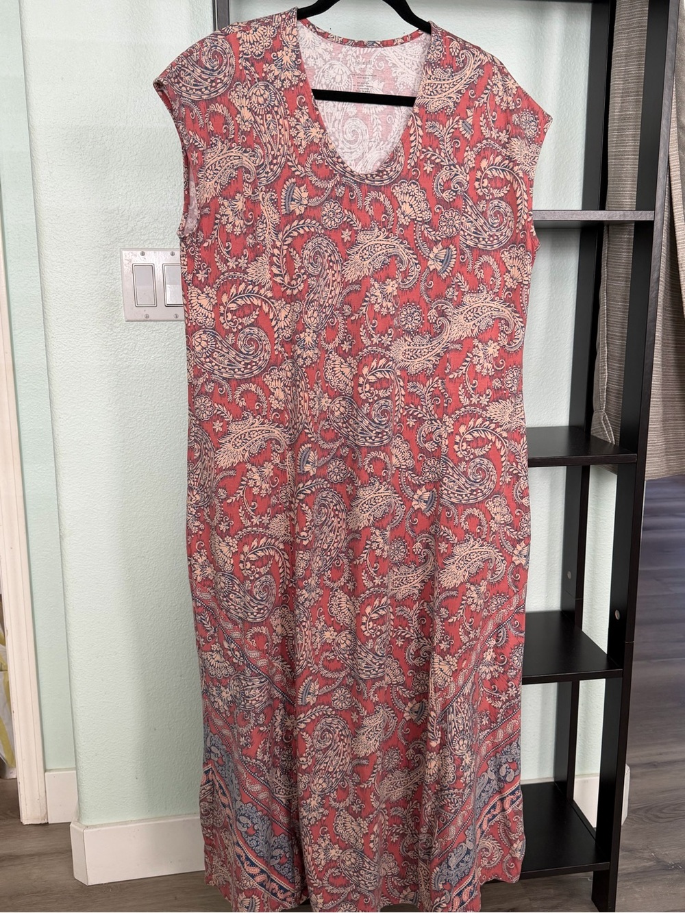 Sleeveless Coral Paisley Maxi Dress